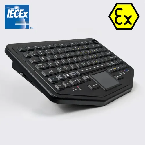 ATEX IECEx intrinsically safe keyboard side angle showing wireless Bluetooth design
